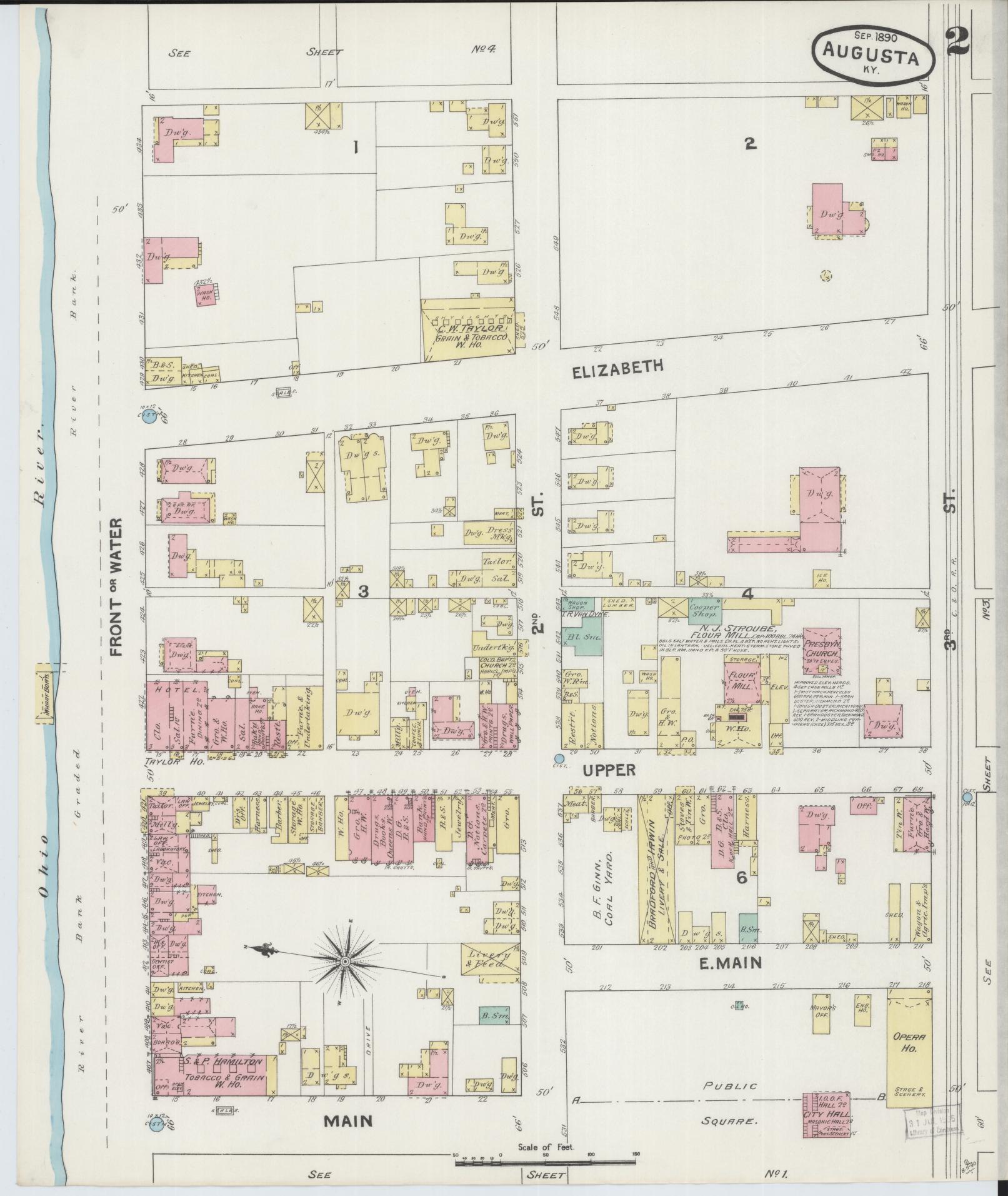Sanborn Fire Insurance Map from Augusta, Bracken County, Kentucky (1890), Sheet #0002 - Complete Map Set gallery image, historic Sanborn map, vintage wall art, Kentucky Kentucky