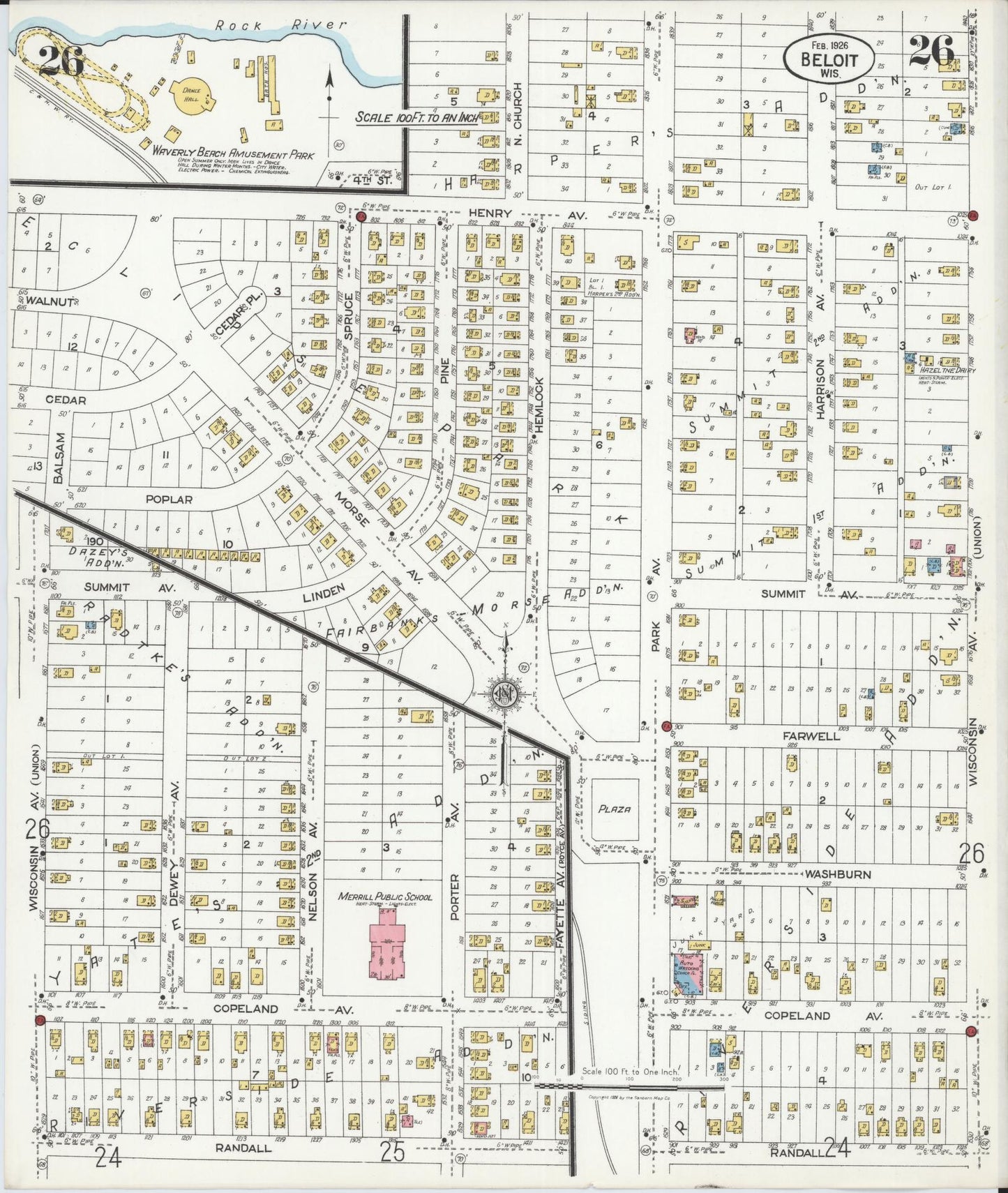 Sanborn Fire Insurance Map from Beloit, Rock County, Wisconsin (1926), Sheet #0026 - Complete Map Set gallery image, historic Sanborn map, vintage wall art, Wisconsin Wisconsin