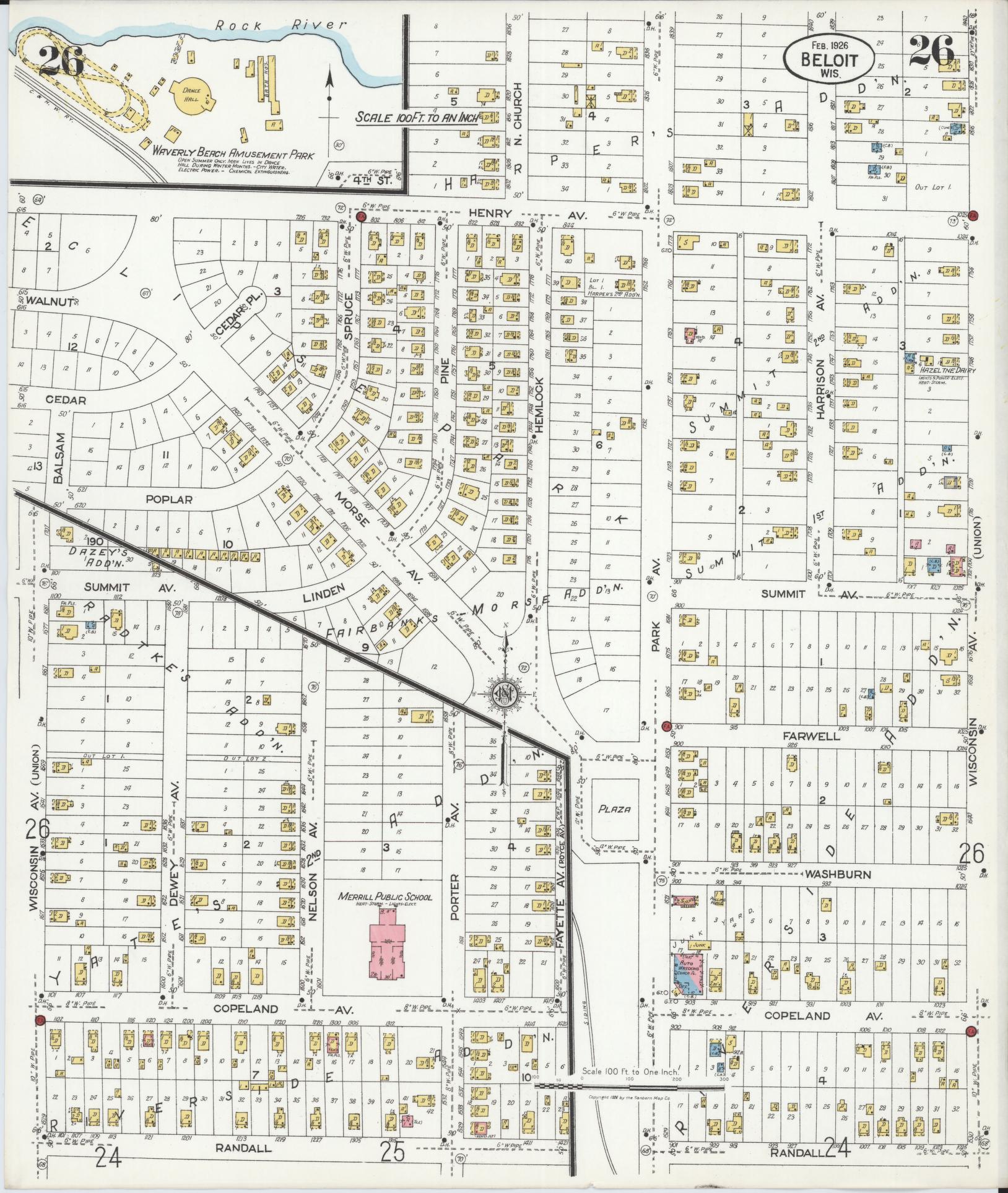 Sanborn Fire Insurance Map from Beloit, Rock County, Wisconsin (1926), Sheet #0026 - Complete Map Set gallery image, historic Sanborn map, vintage wall art, Wisconsin Wisconsin