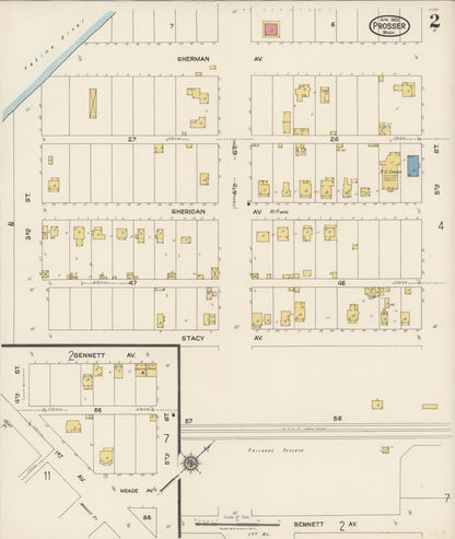 Sanborn Fire Insurance Map from Prosser, Benton County, Washington (1922), Sheet #0002 - Complete Map Set gallery image, historic Sanborn map, vintage wall art, Washington Washington