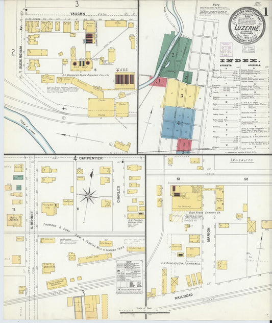 Sanborn Fire Insurance Map from Luzerne, Luzerne County, Pennsylvania (1903), Sheet #0001 - Complete Map Set gallery image, historic Sanborn map, vintage wall art, Pennsylvania Pennsylvania