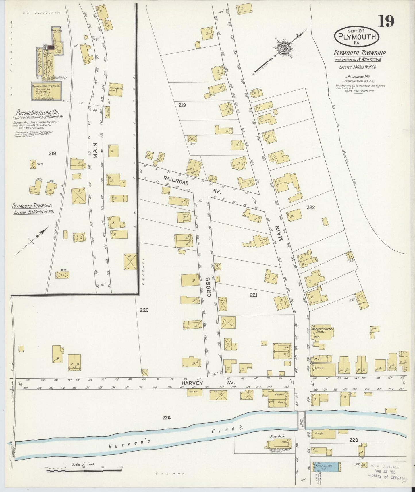 Sanborn Fire Insurance Map from Plymouth, Luzerne County, Pennsylvania (1912), Sheet #0019 - Complete Map Set gallery image, historic Sanborn map, vintage wall art, Pennsylvania Pennsylvania