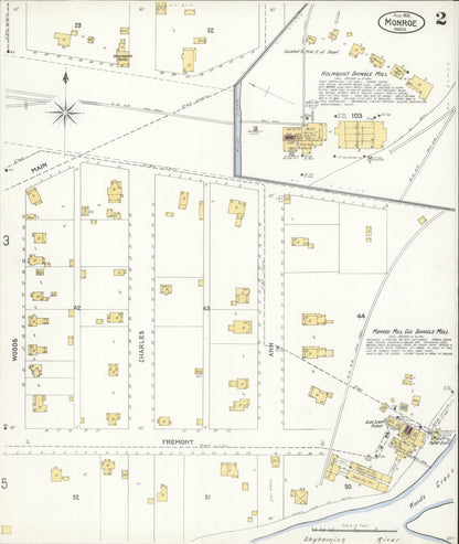 Sanborn Fire Insurance Map from Monroe, Snohomish County, Washington (1905), Sheet #0002 - Complete Map Set gallery image, historic Sanborn map, vintage wall art, Washington Washington
