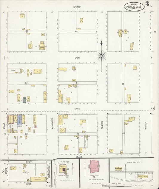 Sanborn Fire Insurance Map from Medical Lake, Spokane County, Washington (1908), Sheet #0003 - Historic Sanborn Fire Insurance Map Print, vintage old map wall art, antique decor, genealogy gift, Washington Washington map