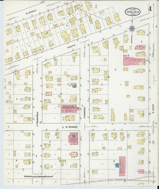 Sanborn Fire Insurance Map from Chelsea, Washtenaw County, Michigan (1918), Sheet #0004 - Historic Sanborn Fire Insurance Map Print, vintage old map wall art, antique decor, genealogy gift, Michigan Michigan map