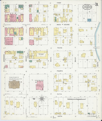 Sanborn Fire Insurance Map from Jackson, Jackson County, Minnesota (1907), Sheet #0003 - Complete Map Set gallery image, historic Sanborn map, vintage wall art, Minnesota Minnesota