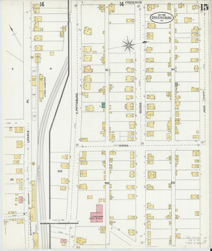 Sanborn Fire Insurance Map from Greensburg, Westmoreland County, Pennsylvania (1903), Sheet #0015 - Historic Sanborn Fire Insurance Map Print, vintage old map wall art, antique decor, genealogy gift, Pennsylvania Pennsylvania map