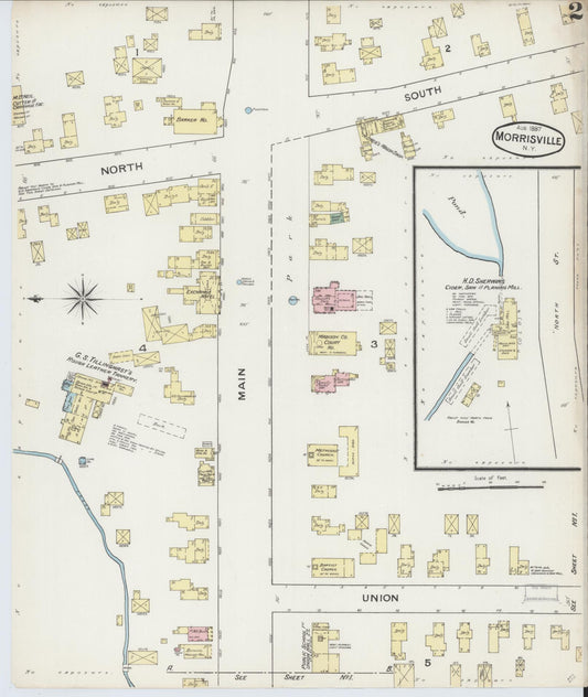 Sanborn Fire Insurance Map from Morrisville, Madison County, New York (1887), Sheet #0002 - Historic Sanborn Fire Insurance Map Print, vintage old map wall art, antique decor, genealogy gift, New York New York map