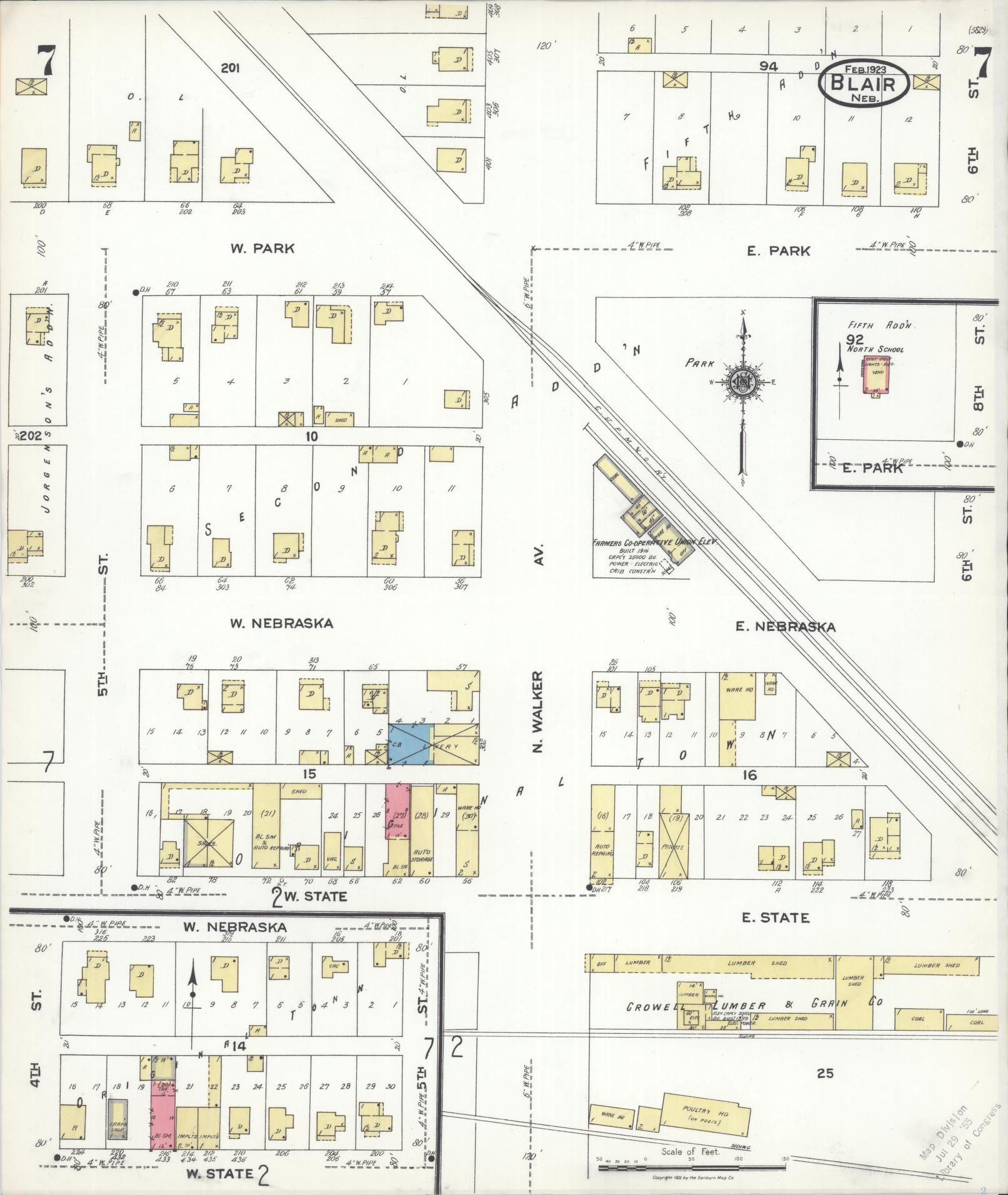 Sanborn Fire Insurance Map from Blair, Washington County, Nebraska (1923), Sheet #0007 - Complete Map Set gallery image, historic Sanborn map, vintage wall art, Nebraska Nebraska