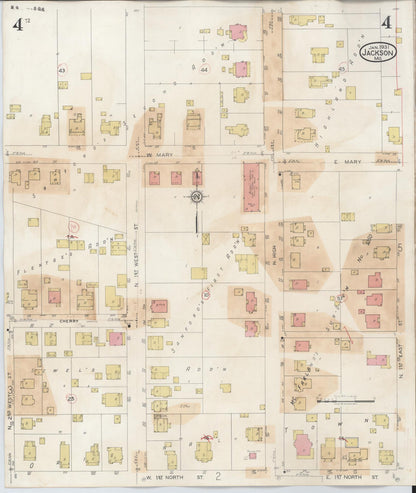 Sanborn Fire Insurance Map from Jackson, Cape Girardeau County, Missouri (1941), Sheet #0004 - Historic Sanborn Fire Insurance Map Print, vintage old map wall art, antique decor, genealogy gift, Missouri Missouri map