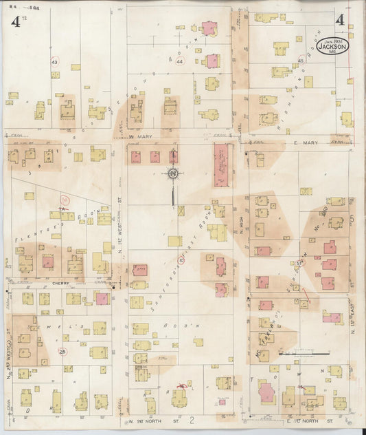Sanborn Fire Insurance Map from Jackson, Cape Girardeau County, Missouri (1941), Sheet #0004 - Historic Sanborn Fire Insurance Map Print, vintage old map wall art, antique decor, genealogy gift, Missouri Missouri map