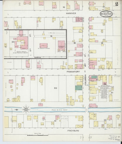 Sanborn Fire Insurance Map from Minster, Auglaize County, Ohio (1893), Sheet #0002 - Complete Map Set gallery image, historic Sanborn map, vintage wall art, Ohio Ohio