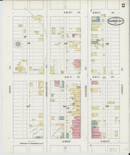 Sanborn Fire Insurance Map from Colorado City, El Paso County, Colorado (1892), Sheet #0002 - Historic Sanborn Fire Insurance Map Print, vintage old map wall art, antique decor, genealogy gift, Colorado Colorado map