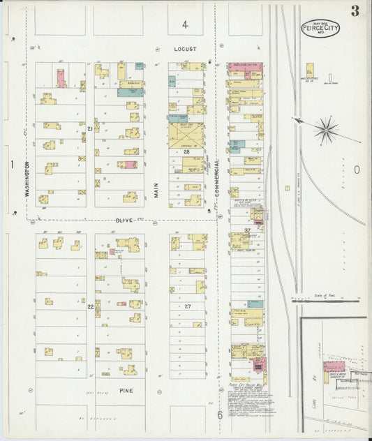 Sanborn Fire Insurance Map from Pierce City, Lawrence County, Missouri (1902), Sheet #0003 - Historic Sanborn Fire Insurance Map Print, vintage old map wall art, antique decor, genealogy gift, Missouri Missouri map