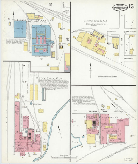 Sanborn Fire Insurance Map from Hartford City, Blackford County, Indiana (1909), Sheet #0015 - Historic Sanborn Fire Insurance Map Print, vintage old map wall art, antique decor, genealogy gift, Indiana Indiana map
