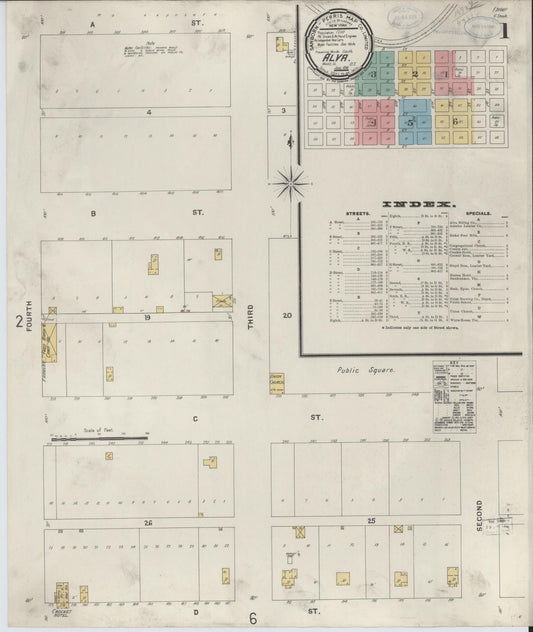 Sanborn Fire Insurance Map from Alva, Woods County, Oklahoma (1898), Sheet #0001 - Historic Sanborn Fire Insurance Map Print, vintage old map wall art, antique decor, genealogy gift, Oklahoma Oklahoma map