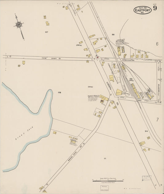 Sanborn Fire Insurance Map from Eastport, Washington County, Maine (1921), Sheet #0009 - Historic Sanborn Fire Insurance Map Print, vintage old map wall art, antique decor, genealogy gift, Maine Maine map