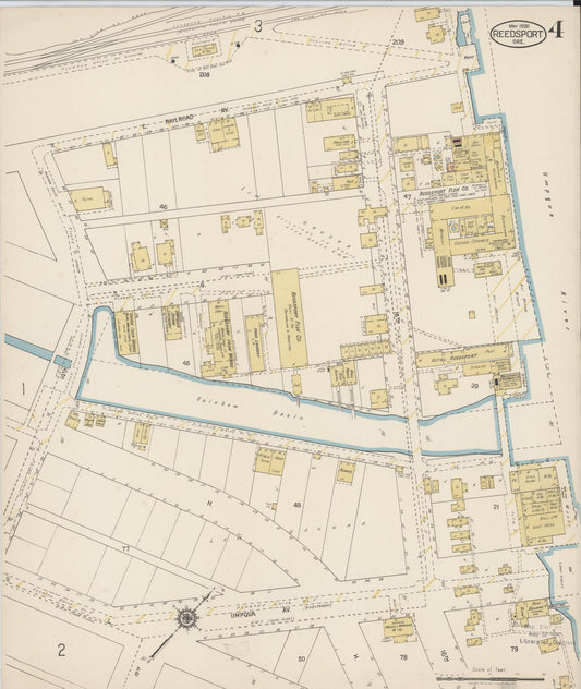 Sanborn Fire Insurance Map from Reedsport, Douglas County, Oregon (1920), Sheet #0004 - Historic Sanborn Fire Insurance Map Print, vintage old map wall art, antique decor, genealogy gift, Oregon Oregon map