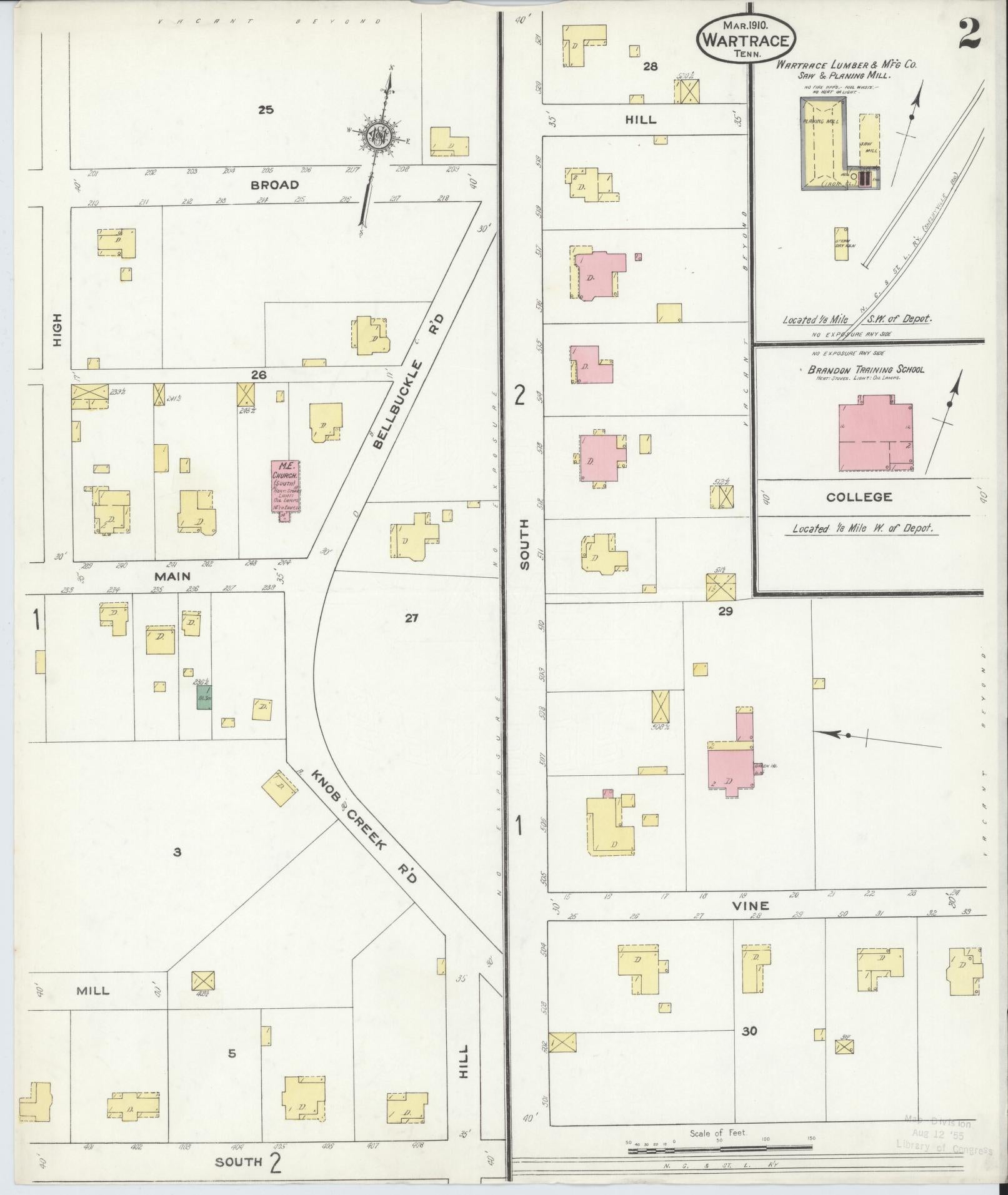 Sanborn Fire Insurance Map from Wartrace, Bedford County, Tennessee (1910), Sheet #0002 - Complete Map Set gallery image, historic Sanborn map, vintage wall art, Tennessee Tennessee