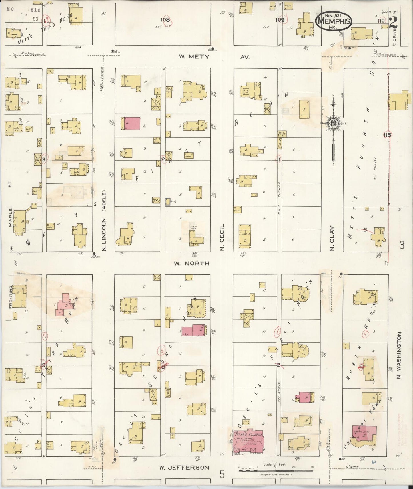 Sanborn Fire Insurance Map from Memphis, Scotland County, Missouri (1936), Sheet #0002 - Complete Map Set gallery image, historic Sanborn map, vintage wall art, Missouri Missouri