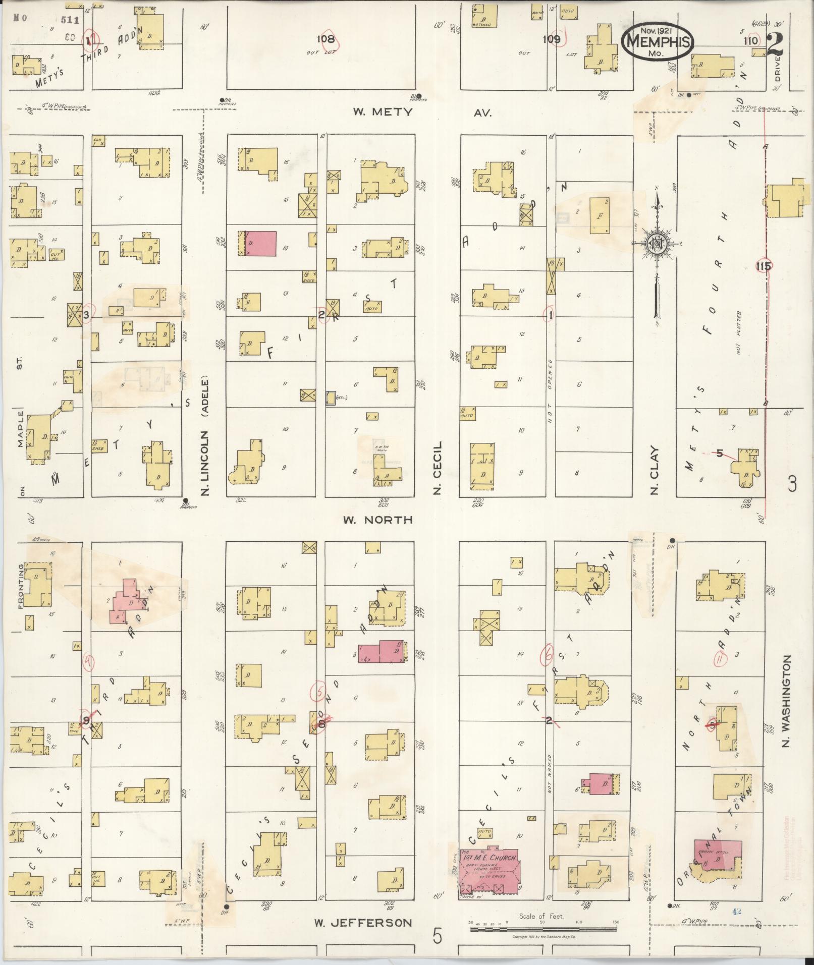 Sanborn Fire Insurance Map from Memphis, Scotland County, Missouri (1936), Sheet #0002 - Complete Map Set gallery image, historic Sanborn map, vintage wall art, Missouri Missouri