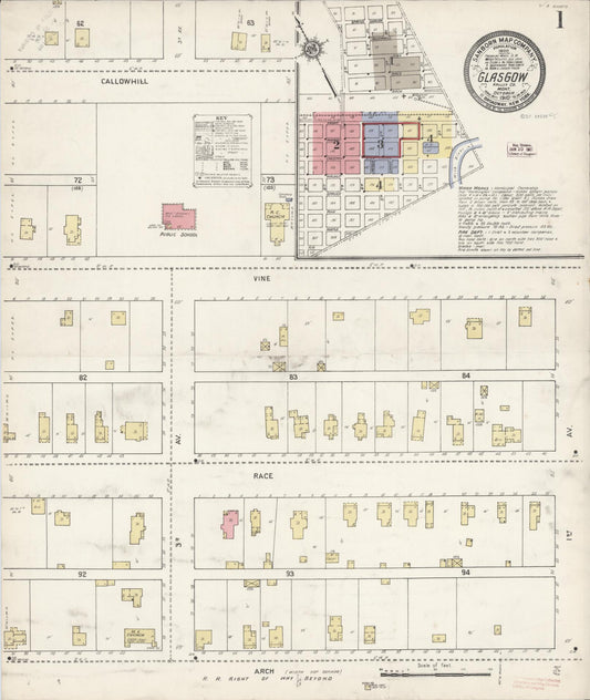 Sanborn Fire Insurance Map from Glasgow, Valley County, Montana (1910), Sheet #0001 - Historic Sanborn Fire Insurance Map Print, vintage old map wall art, antique decor, genealogy gift, Montana Montana map