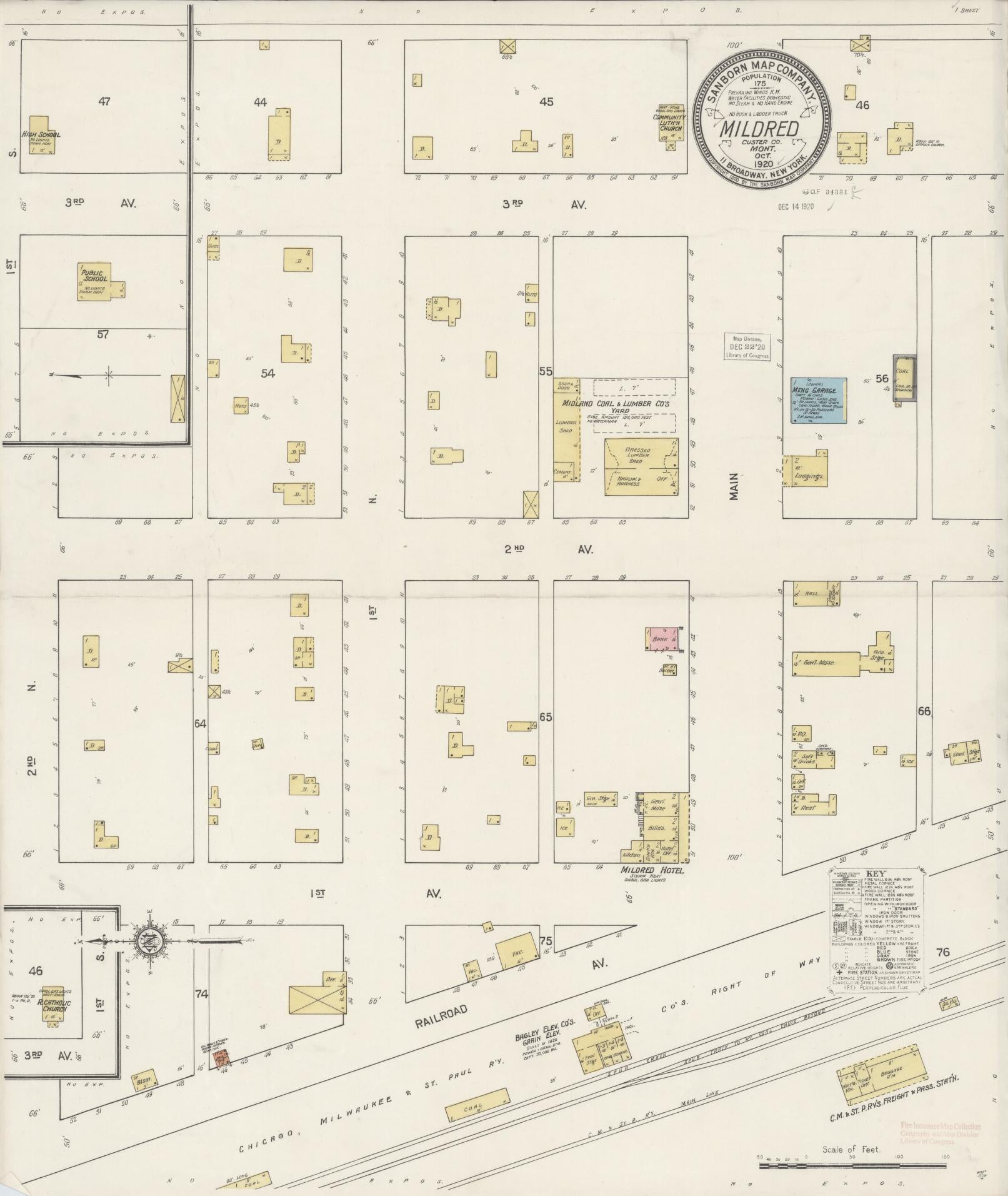 Sanborn Fire Insurance Map from Mildred, Prairie County, Montana (1920), Sheet #0001 - Historic Sanborn Fire Insurance Map Print, vintage old map wall art, antique decor, genealogy gift, Montana Montana map