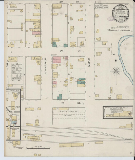 Sanborn Fire Insurance Map from Saint Lawrence, Hand County, South Dakota (1893), Sheet #0001 - Historic Sanborn Fire Insurance Map Print, vintage old map wall art, antique decor, genealogy gift, South Dakota South Dakota map