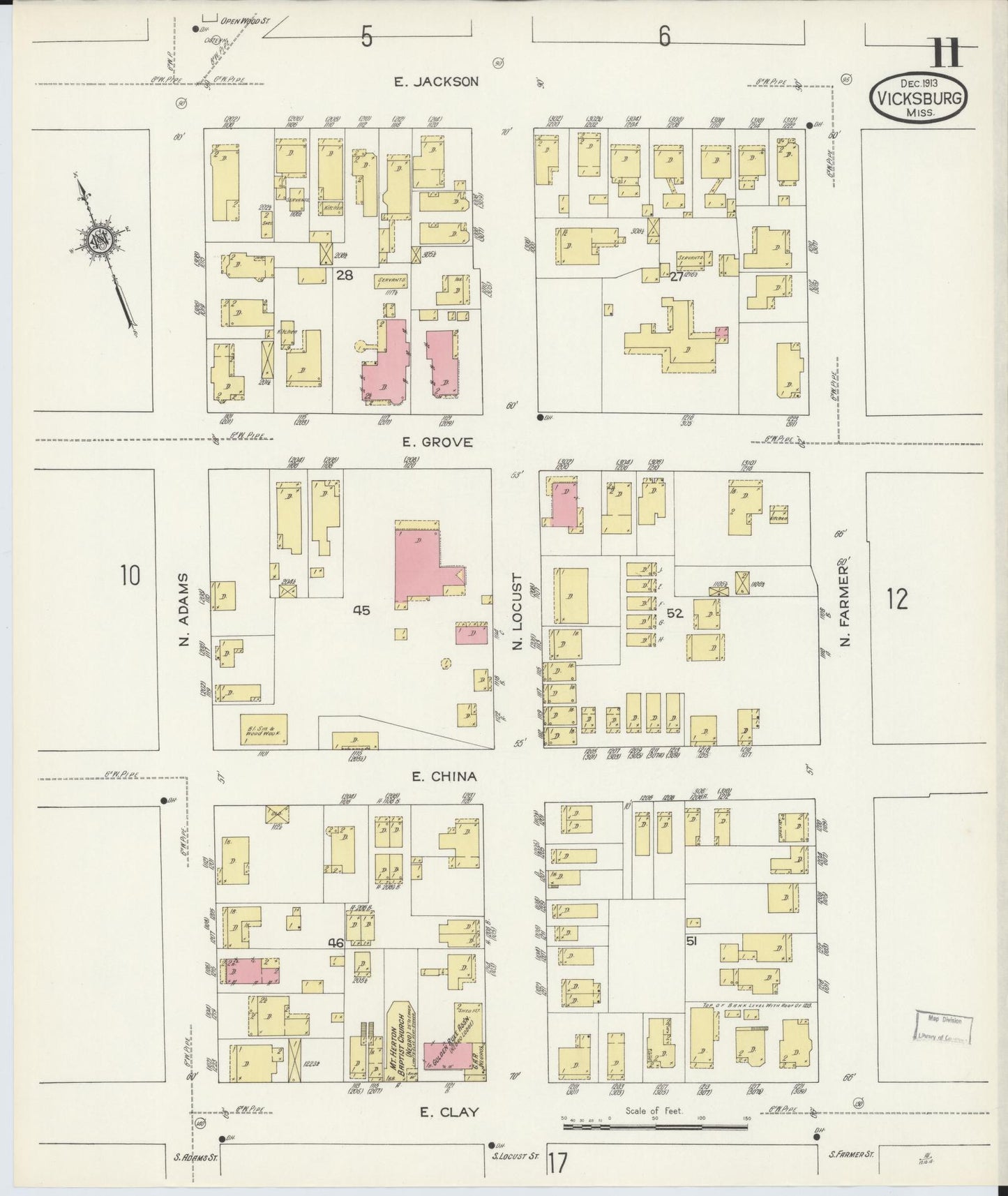 Sanborn Fire Insurance Map from Vicksburg, Warren County, Mississippi (1913), Sheet #0011 - Complete Map Set gallery image, historic Sanborn map, vintage wall art, Mississippi Mississippi