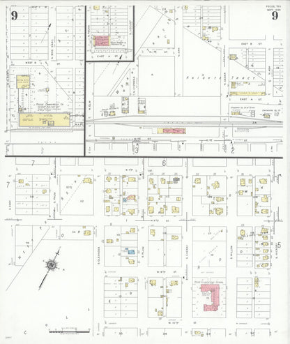 Sanborn Fire Insurance Map from Pecos, Reeves County, Texas (1939), Sheet #0009 - Historic Sanborn Fire Insurance Map Print, vintage old map wall art, antique decor, genealogy gift, Texas Texas map