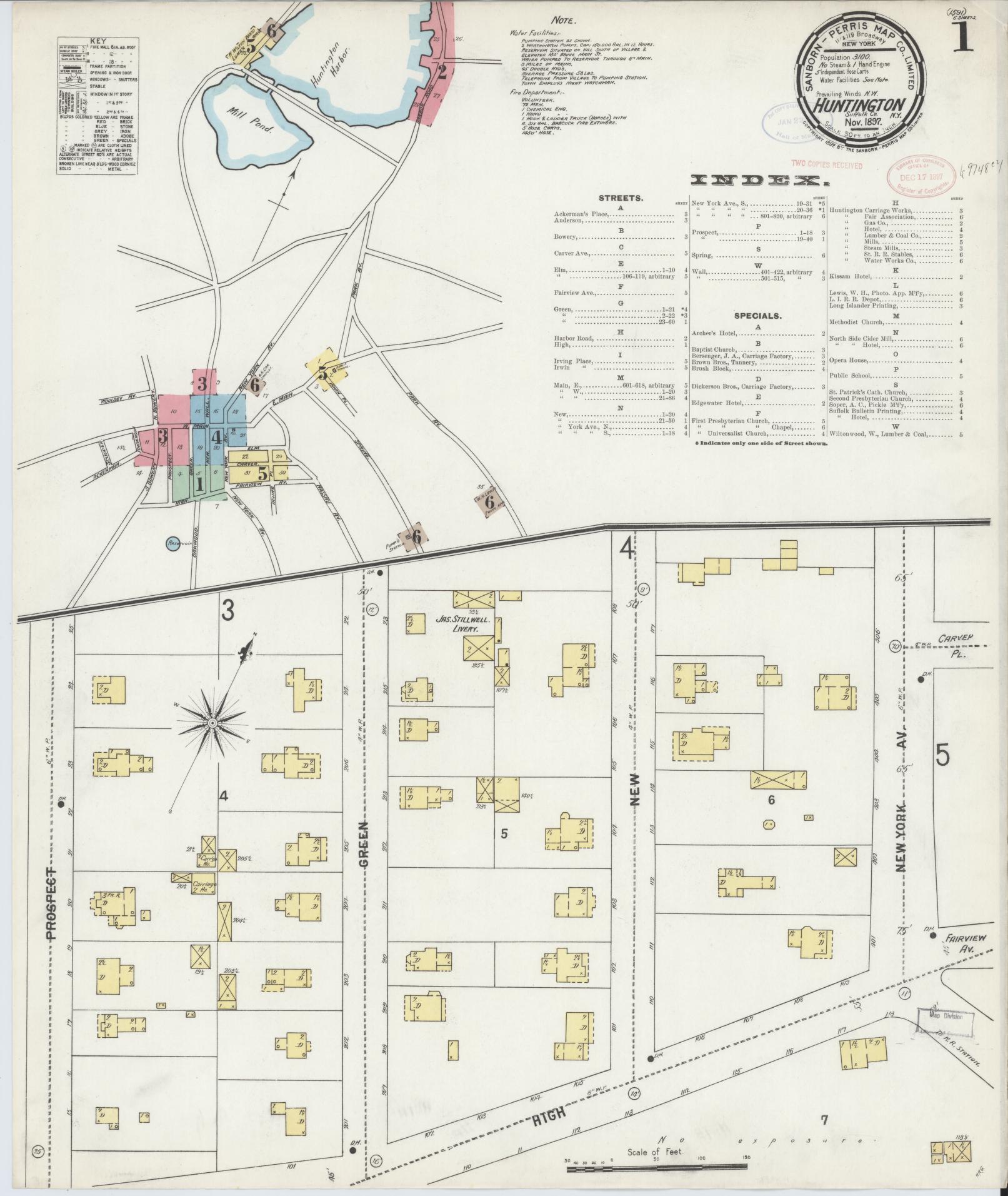 Sanborn Fire Insurance Map from Huntington, Suffolk County, New York. (1897) – Historic Sanborn Fire Insurance Map Print