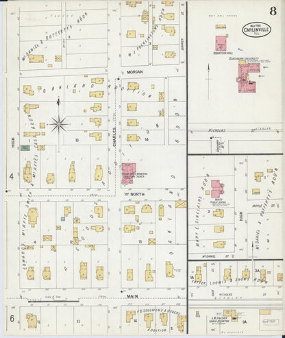Sanborn Fire Insurance Map from Carlinville, Macoupin County, Illinois (1900), Sheet #0008 - Complete Map Set gallery image, historic Sanborn map, vintage wall art, Illinois Illinois