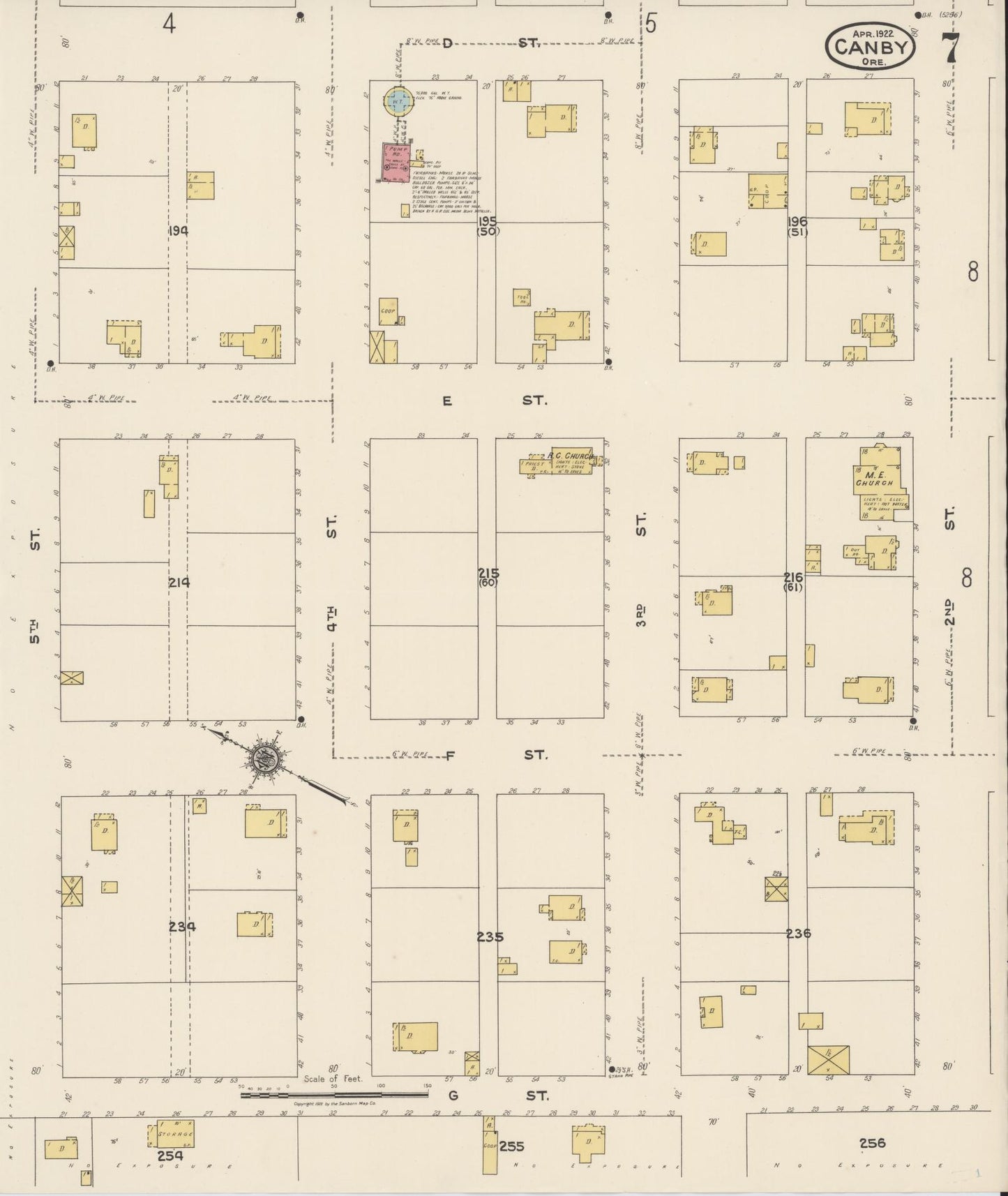 Sanborn Fire Insurance Map from Canby, Clackamas County, Oregon (1922), Sheet #0007 - Complete Map Set gallery image, historic Sanborn map, vintage wall art, Oregon Oregon