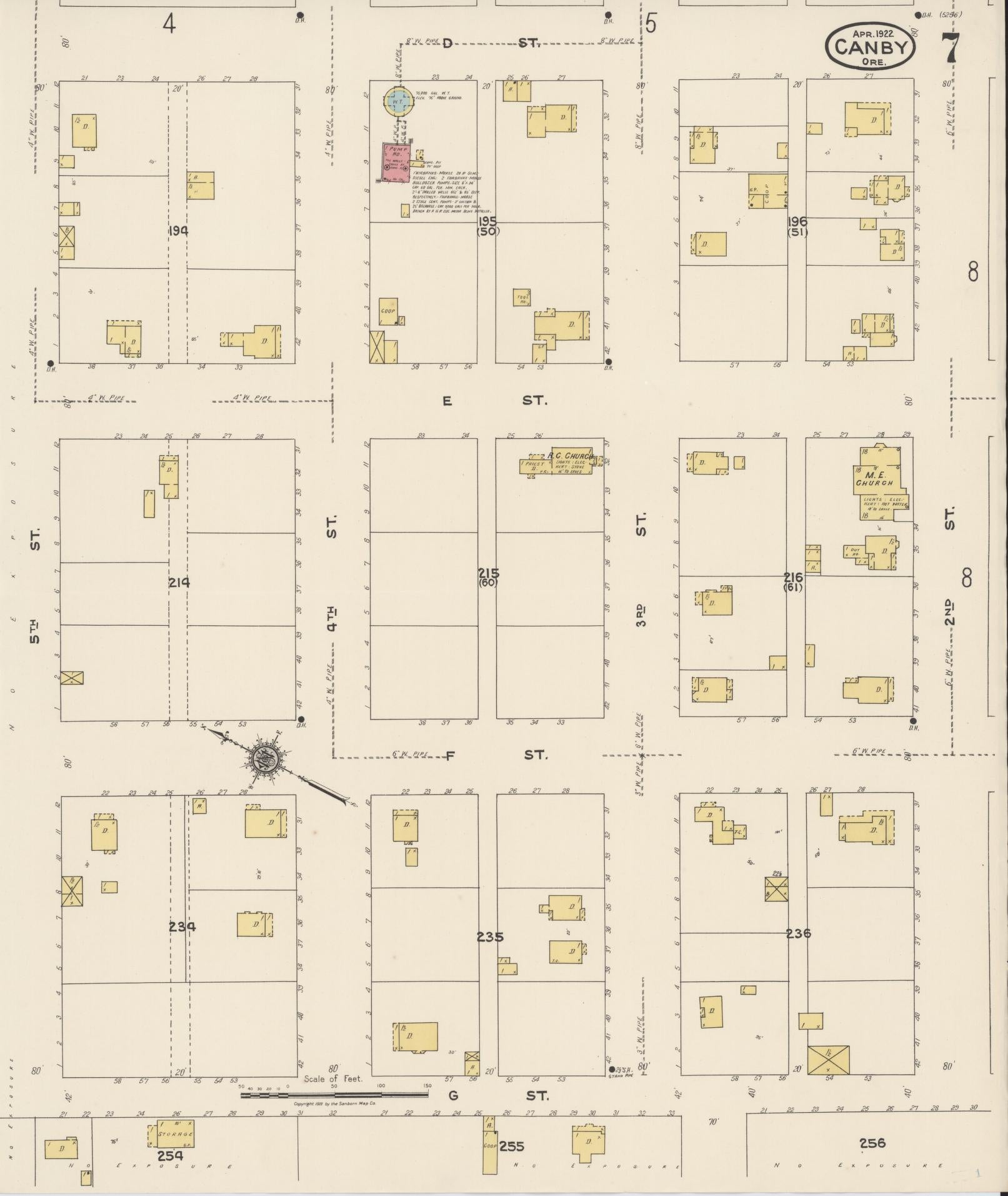 Sanborn Fire Insurance Map from Canby, Clackamas County, Oregon (1922), Sheet #0007 - Complete Map Set gallery image, historic Sanborn map, vintage wall art, Oregon Oregon