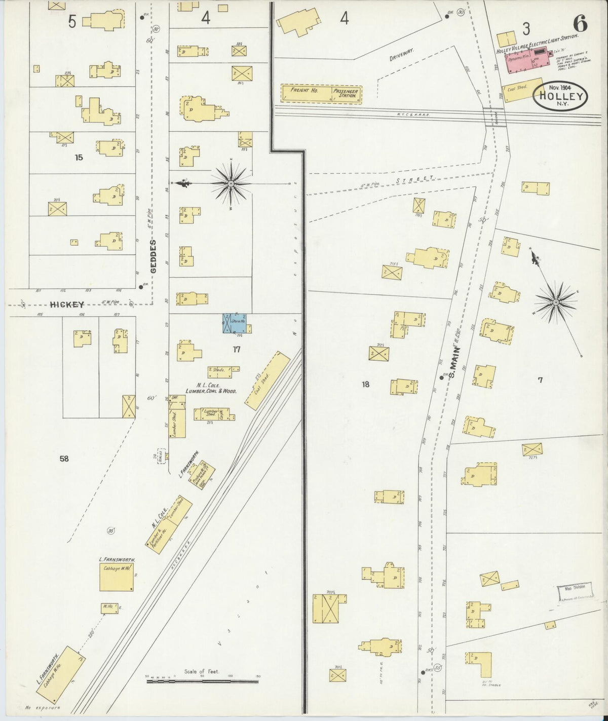 Sanborn Fire Insurance Map from Holley, Orleans County, New York (1904), Sheet #0006 - Complete Map Set gallery image, historic Sanborn map, vintage wall art, New York New York