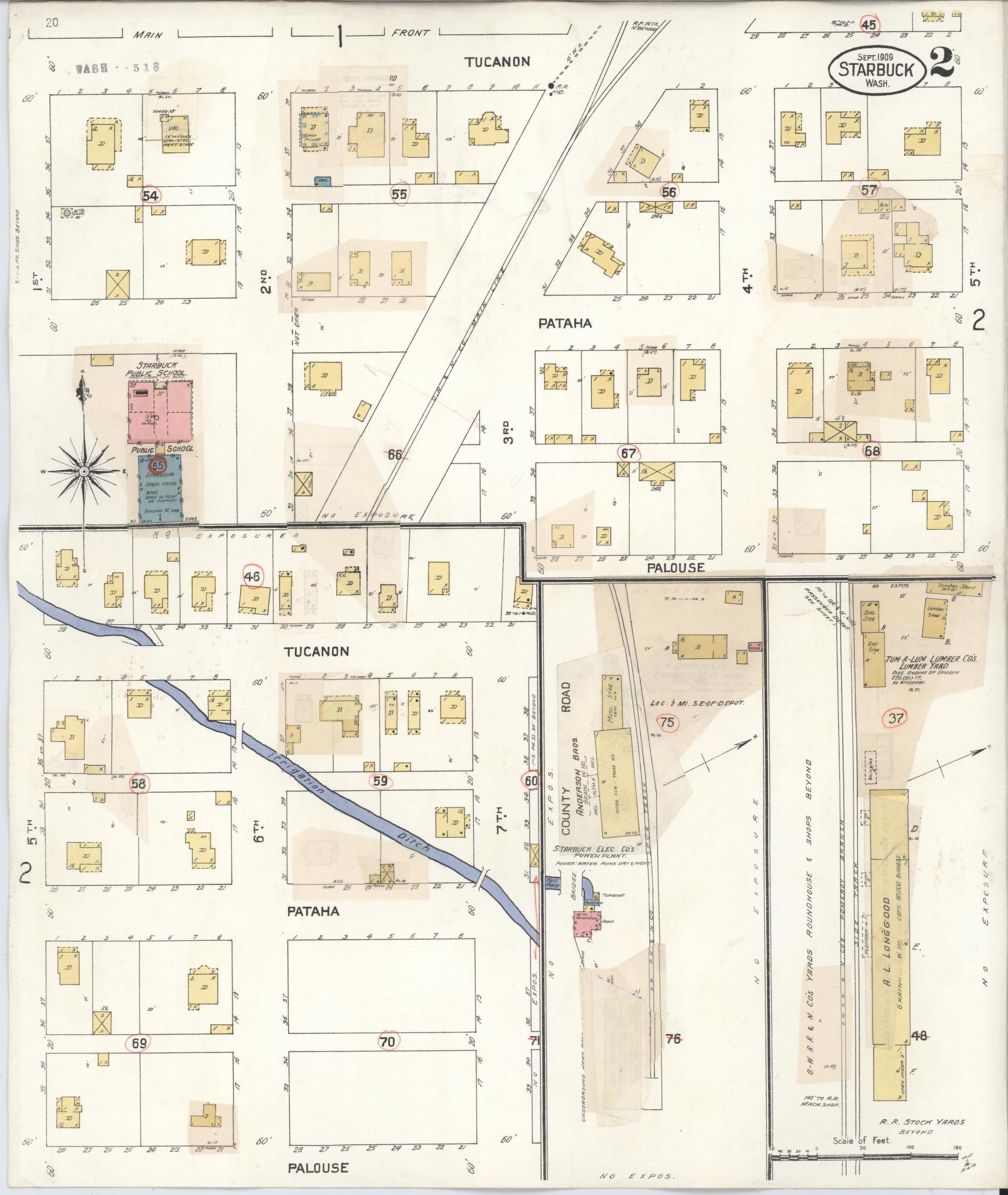 Sanborn Fire Insurance Map from Starbuck, Columbia County, Washington (1930), Sheet #0002 - Complete Map Set gallery image, historic Sanborn map, vintage wall art, Washington Washington