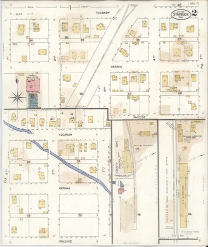 Sanborn Fire Insurance Map from Starbuck, Columbia County, Washington (1930), Sheet #0002 - Complete Map Set gallery image, historic Sanborn map, vintage wall art, Washington Washington