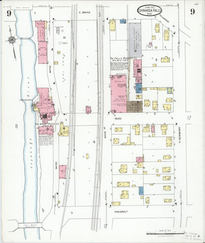 Sanborn Fire Insurance Map from Cuyahoga Falls, Summit County, Ohio (1927), Sheet #0009 - Historic Sanborn Fire Insurance Map Print, vintage old map wall art, antique decor, genealogy gift, Ohio Ohio map