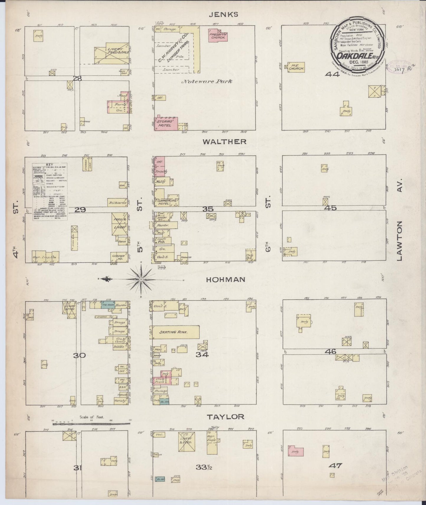 Sanborn Fire Insurance Map from Oakdale, Antelope County, Nebraska (1885), Sheet #0001 - Historic Sanborn Fire Insurance Map Print, vintage old map wall art, antique decor, genealogy gift, Nebraska Nebraska map