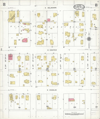 Sanborn Fire Insurance Map from Fairfield, Wayne County, Illinois (1923), Sheet #0008 - Complete Map Set gallery image, historic Sanborn map, vintage wall art, Illinois Illinois