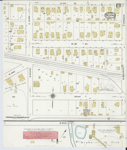 Sanborn Fire Insurance Map from Delphos, Van Wert And Allen Counties, Ohio (1921), Sheet #0013 - Historic Sanborn Fire Insurance Map Print, vintage old map wall art, antique decor, genealogy gift, Ohio Ohio map