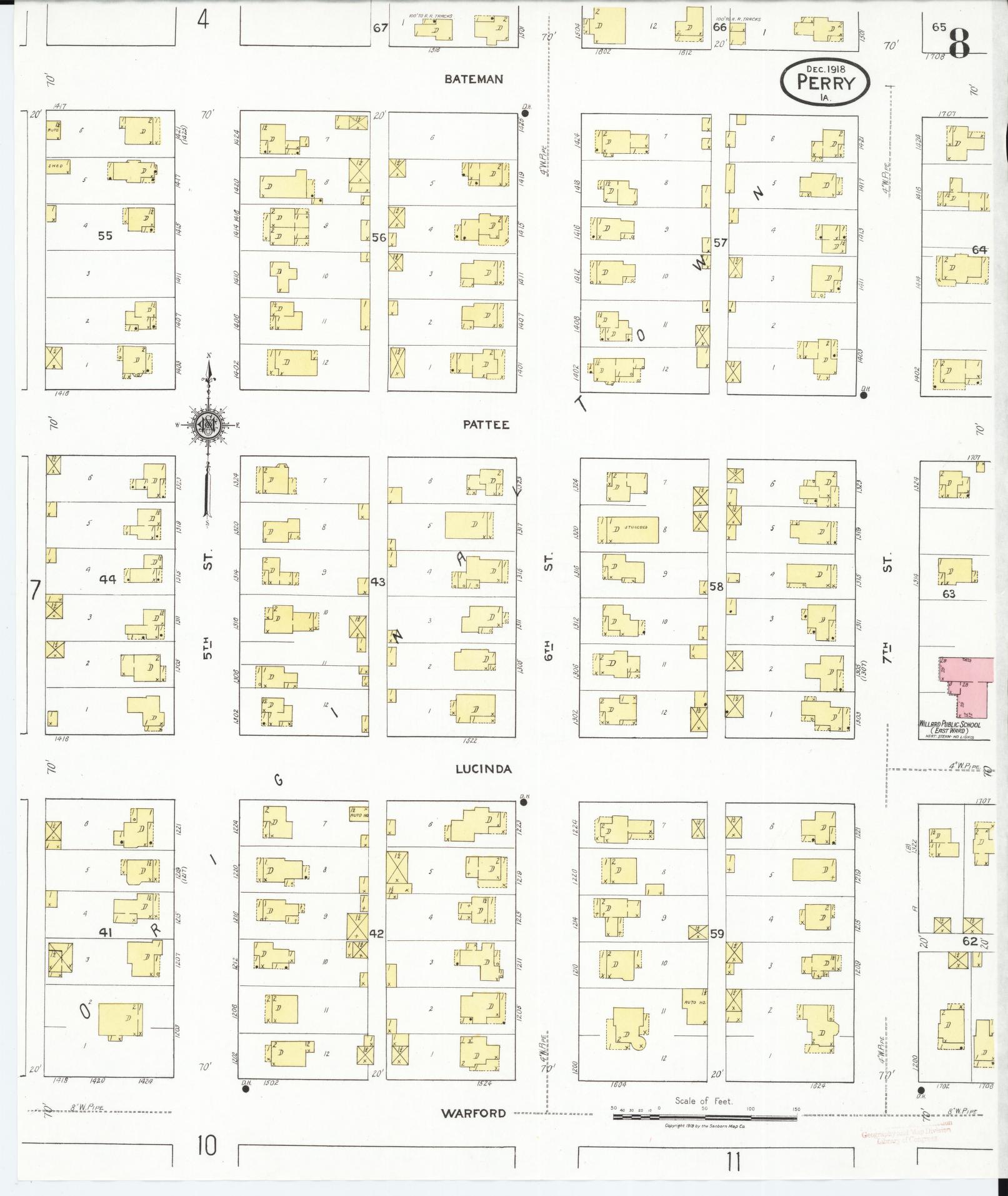 Sanborn Fire Insurance Map from Perry, Dallas County, Iowa (1918), Sheet #0008 - Historic Sanborn Fire Insurance Map Print, vintage old map wall art
