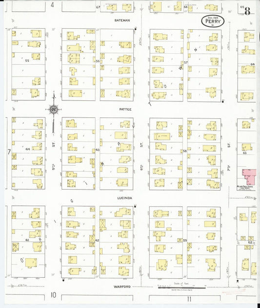 Sanborn Fire Insurance Map from Perry, Dallas County, Iowa (1918), Sheet #0008 - Historic Sanborn Fire Insurance Map Print, vintage old map wall art