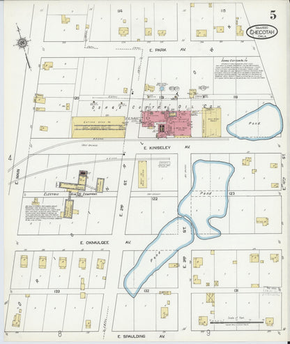 Sanborn Fire Insurance Map from Checotah, McIntosch County, Oklahoma (1920), Sheet #0005 - Complete Map Set gallery image, historic Sanborn map, vintage wall art, Oklahoma Oklahoma