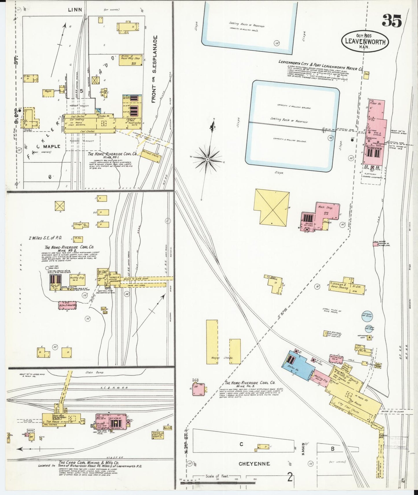 Sanborn Fire Insurance Map from Leavenworth, Leavenworth County, Kansas (1905), Sheet #0036 - Complete Map Set gallery image, historic Sanborn map, vintage wall art, Kansas Kansas