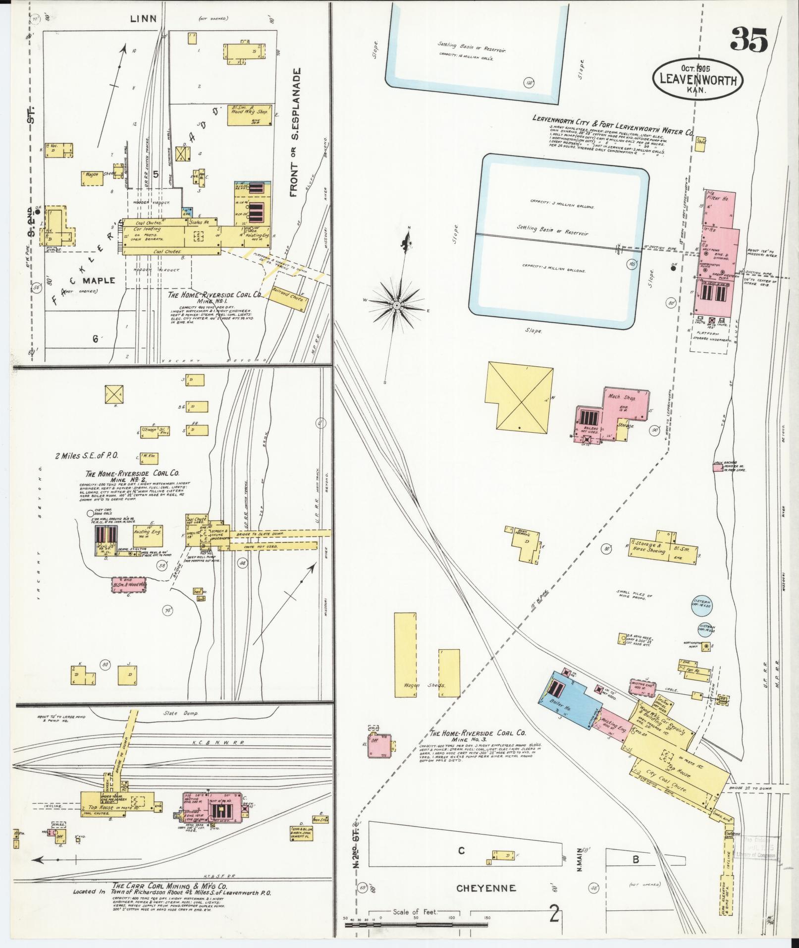 Sanborn Fire Insurance Map from Leavenworth, Leavenworth County, Kansas (1905), Sheet #0036 - Complete Map Set gallery image, historic Sanborn map, vintage wall art, Kansas Kansas
