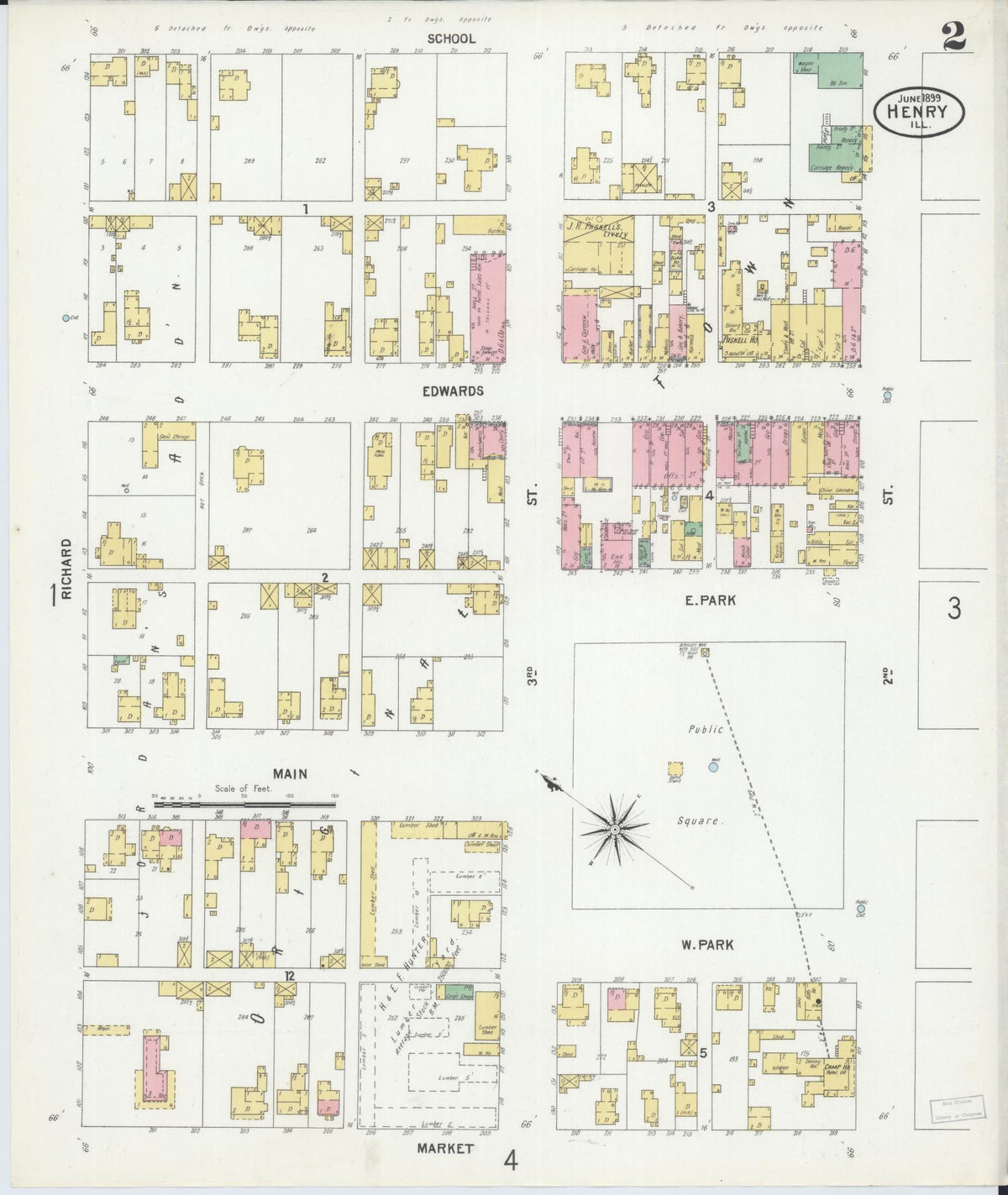 Sanborn Fire Insurance Map from Henry, Marshall County, Illinois (1899), Sheet #0002 - Historic Sanborn Fire Insurance Map Print, vintage old map wall art, antique decor, genealogy gift, Illinois Illinois map