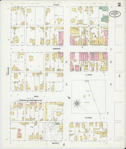 Sanborn Fire Insurance Map from Henry, Marshall County, Illinois (1899), Sheet #0002 - Historic Sanborn Fire Insurance Map Print, vintage old map wall art, antique decor, genealogy gift, Illinois Illinois map