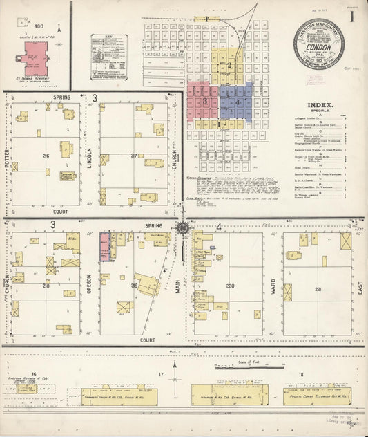 Sanborn Fire Insurance Map from Condon, Gilliam County, Oregon (1910), Sheet #0001 - Historic Sanborn Fire Insurance Map Print, vintage old map wall art, antique decor, genealogy gift, Oregon Oregon map