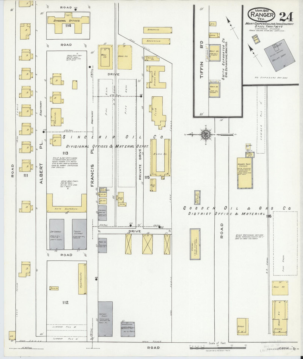 Sanborn Fire Insurance Map from Ranger, Eastland County, Texas (1920), Sheet #0024 - Complete Map Set gallery image, historic Sanborn map, vintage wall art, Texas Texas